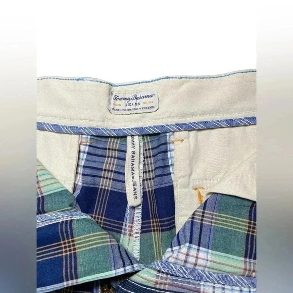 Tommy Bahama Mens 36 Blue Plaid Flat Front‎ Island Beach Chino Shorts EUC - Picture 5 of 15